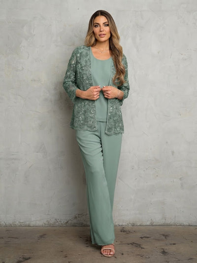 Eva USA 3483 Long Formal Floral Jacket Pant Suit