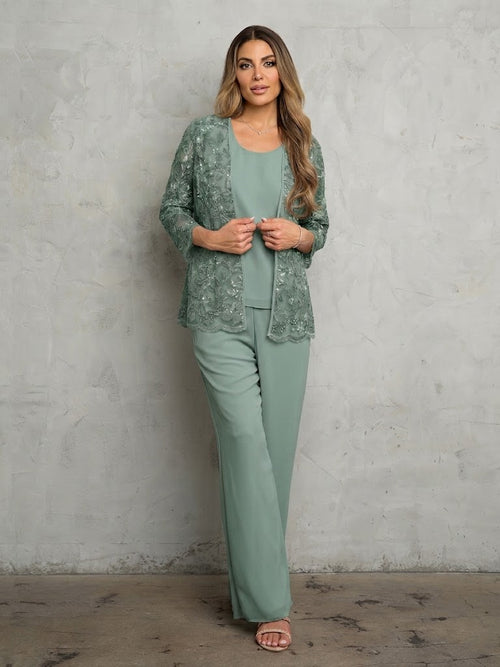 Eva USA 3483 Long Formal Floral Jacket Pant Suit
