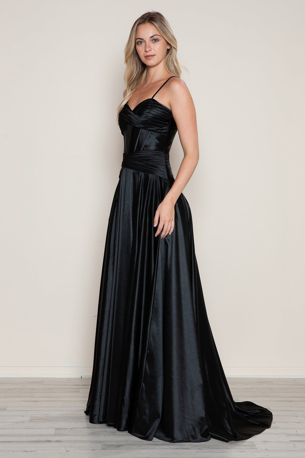Poly USA 9700 Satin Sleeveless Corset A-line Gown