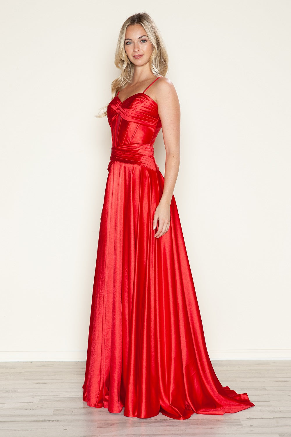 Poly USA 9700 Satin Sleeveless Corset A-line Gown