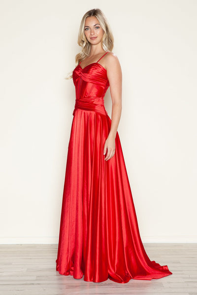Poly USA 9700 Satin Sleeveless Corset A-line Gown