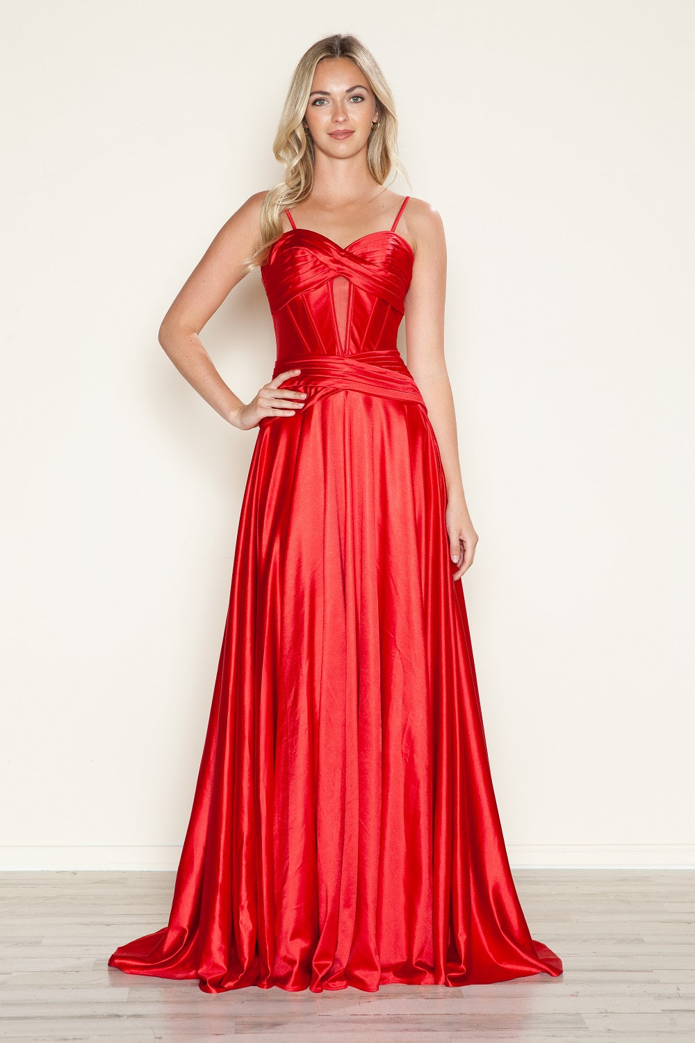 Poly USA 9700 Satin Sleeveless Corset A-line Gown