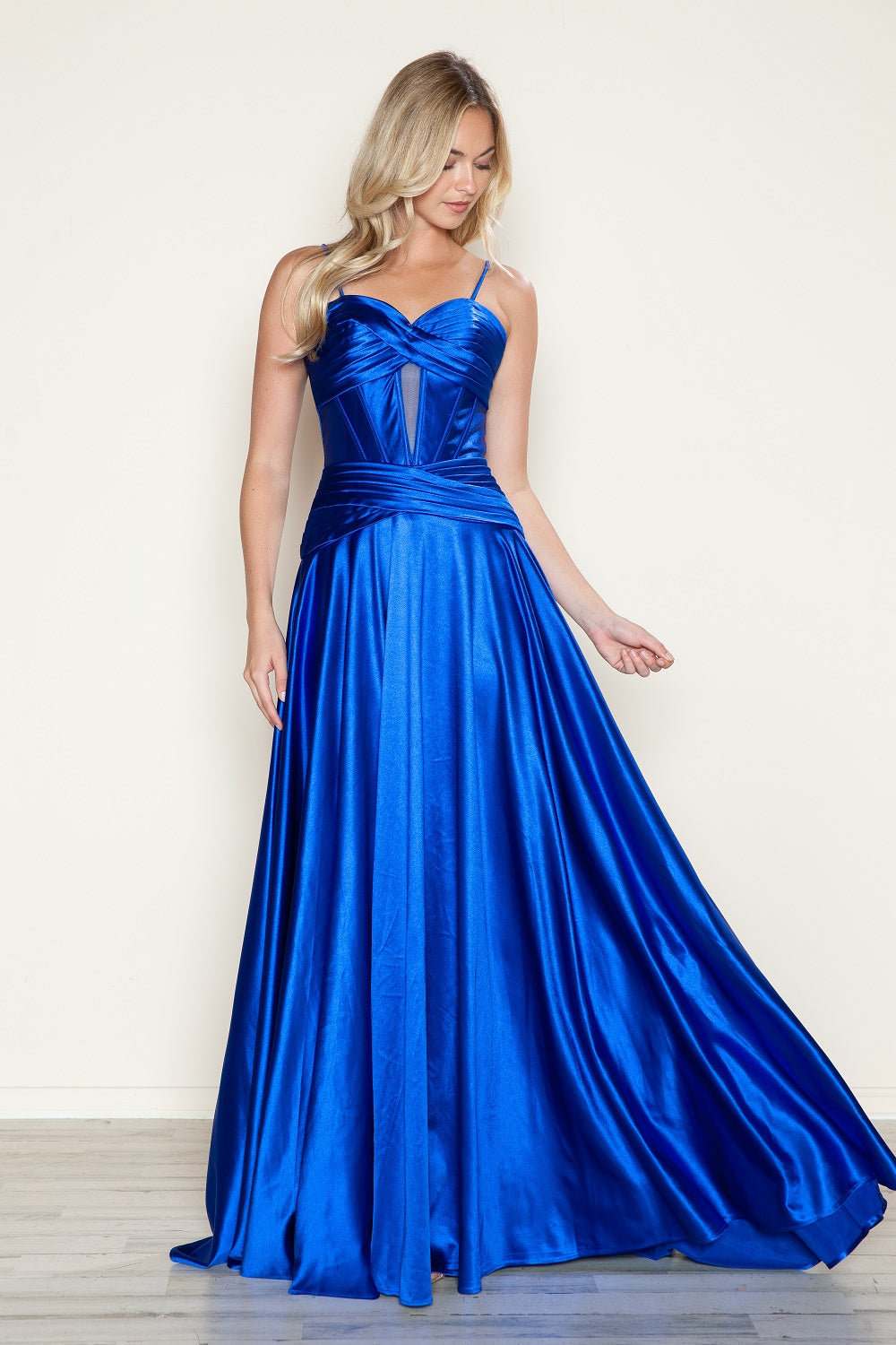 Poly USA 9700 Satin Sleeveless Corset A-line Gown