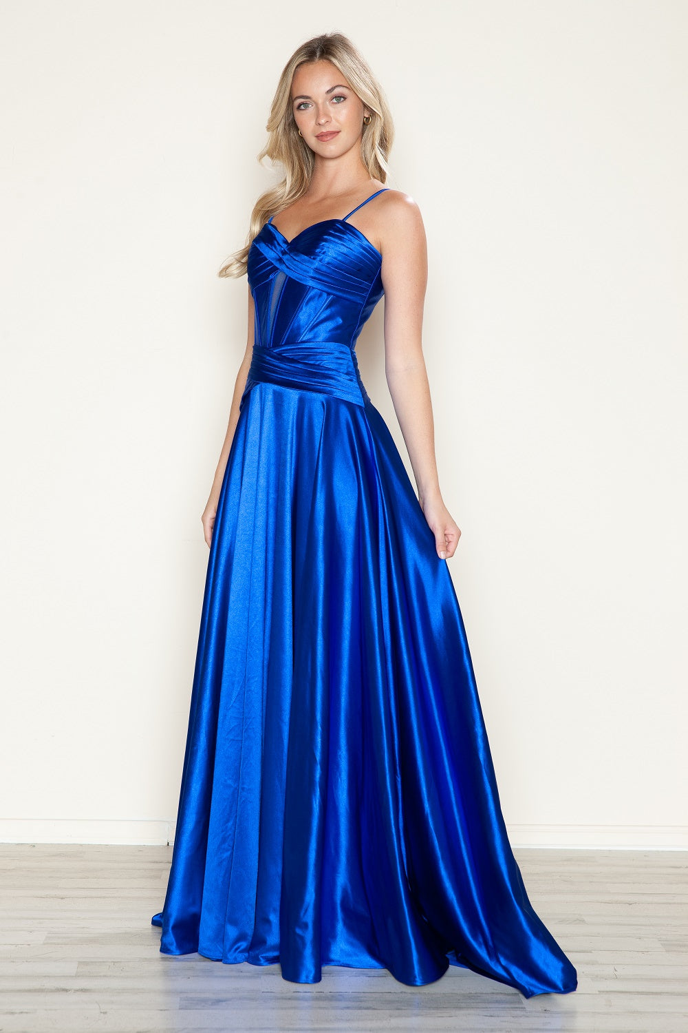 Poly USA 9700 Satin Sleeveless Corset A-line Gown