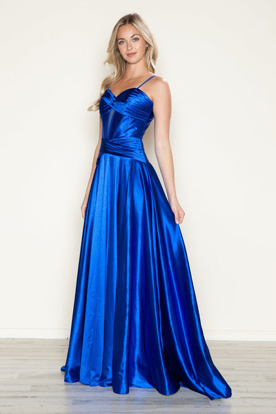 Poly USA 9700 Satin Sleeveless Corset A-line Gown