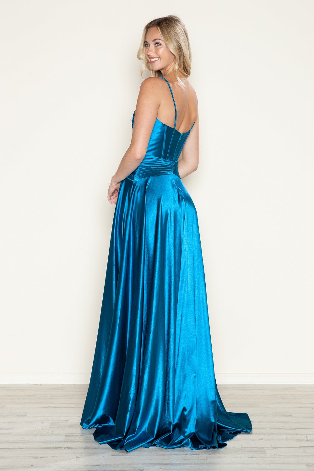 Poly USA 9700 Satin Sleeveless Corset A-line Gown