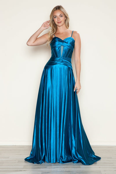 Poly USA 9700 Satin Sleeveless Corset A-line Gown