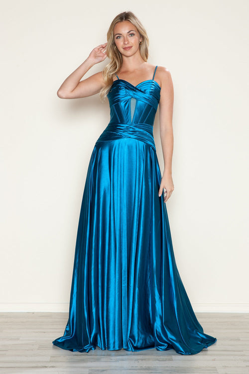 Poly USA 9700 Satin Sleeveless Corset A-line Gown