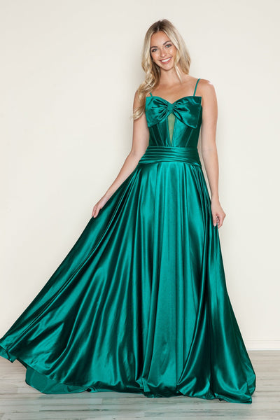 Poly USA 9702 Satin Sleeveless Bow A-line Gown