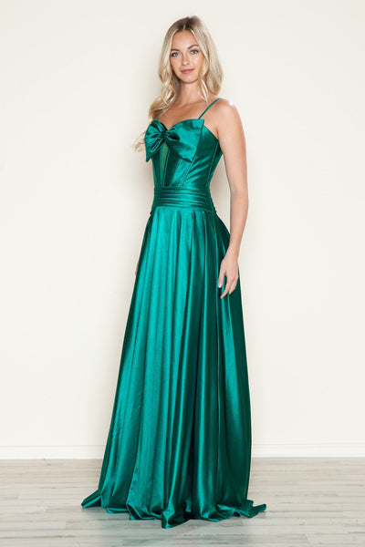 Poly USA 9702 Satin Sleeveless Bow A-line Gown