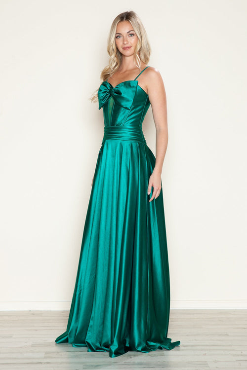 Poly USA 9702 Satin Sleeveless Bow A-line Gown