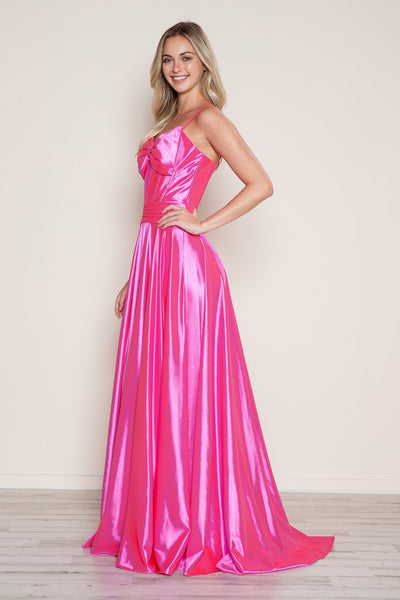 Poly USA 9702 Satin Sleeveless Bow A-line Gown