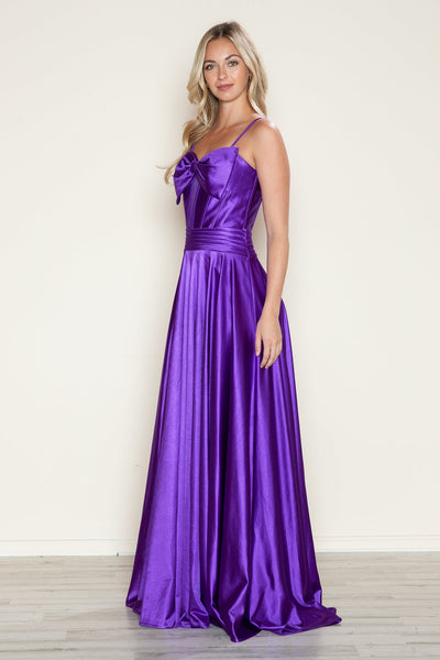 Poly USA 9702 Satin Sleeveless Bow A-line Gown