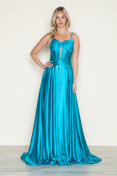 Poly USA 9702 Satin Sleeveless Bow A-line Gown