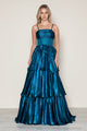 Vestido metalizado sin mangas de corte A de Poly USA 9718