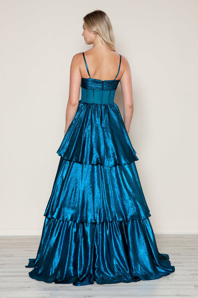 Poly USA 9718 Metallic Sleeveless A-line Gown