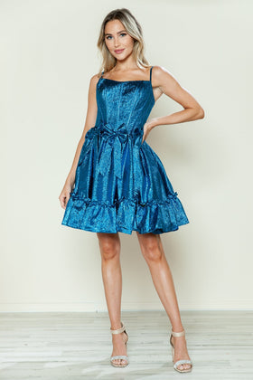 Poly USA 9724 Metallic Short Sleeveless Bow Dress