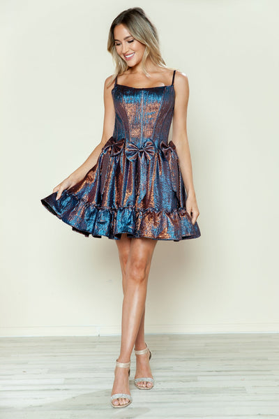 Poly USA 9724 Metallic Short Sleeveless Bow Dress