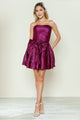 Vestido corto metalizado sin tirantes de corte A de Poly USA 9744