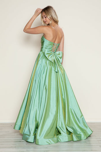 Poly USA 9754 Taffeta Strapless Bow A-line Gown