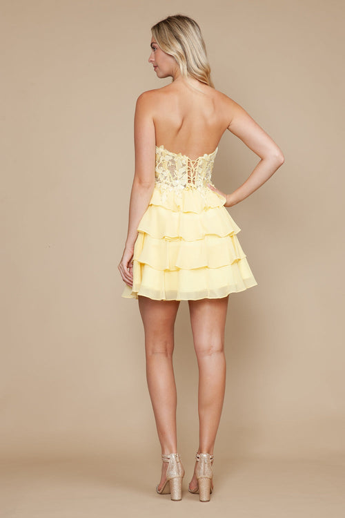 Poly USA Yellow Short Cocktail Dresses