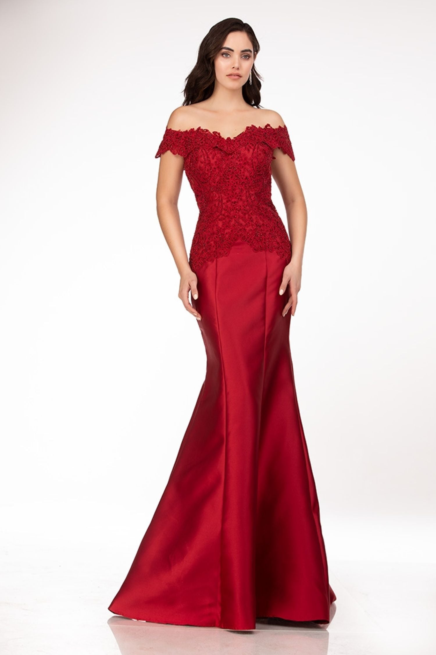 Abby Paris 986003W Off Shoulder Embroidered Mermaid Gown