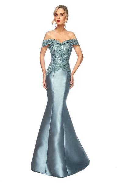 Abby Paris 986003W Off Shoulder Embroidered Mermaid Gown