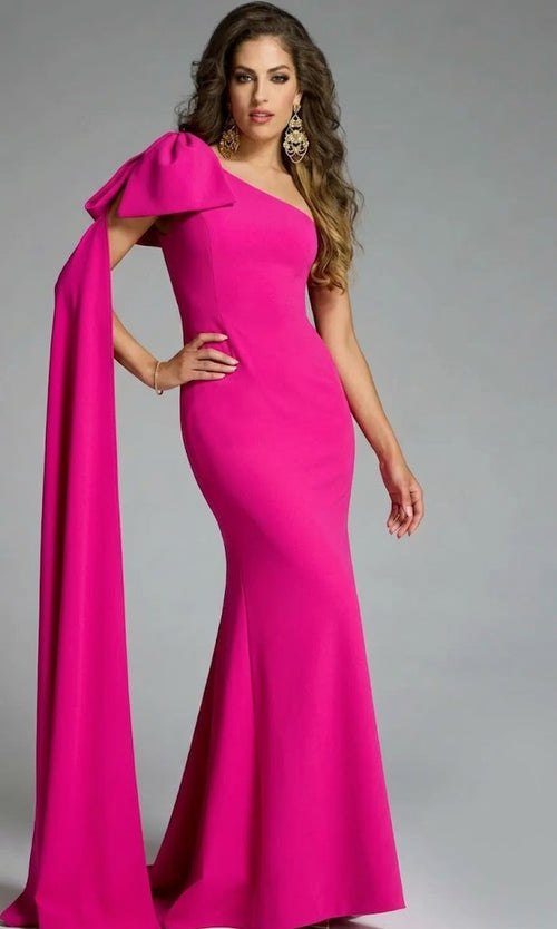 Jovani 44177 - One Shoulder Gown with Oversized Bow