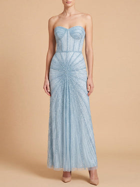 Lara 9918 Strapless Sweetheart Beaded Corset Evening Gown