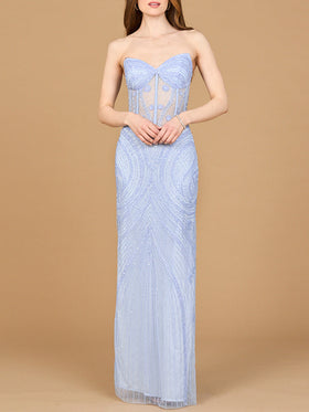 Beaded Corset Dress with Slit