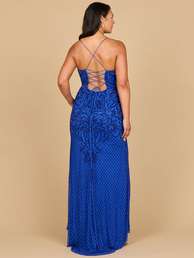 Lara 9930 Lace Up Open Back Beaded Prom Dress