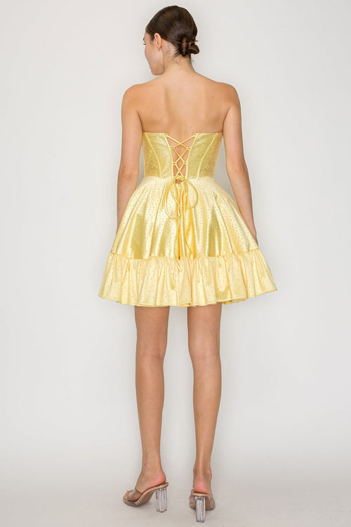 Poly USA Yellow Short Cocktail Dresses