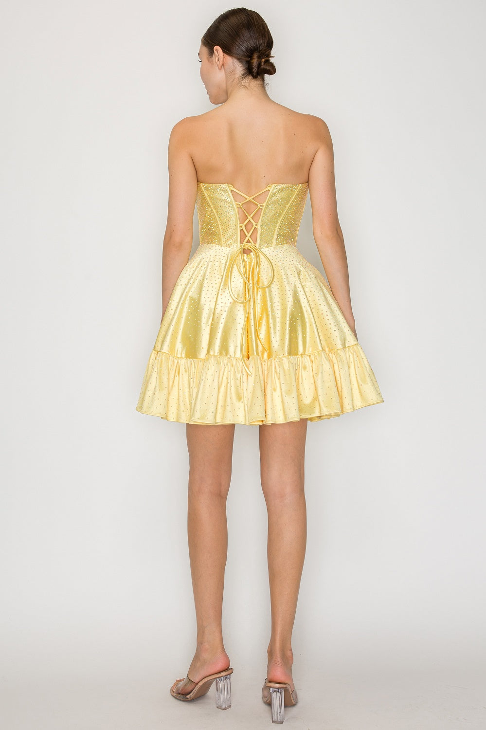 Poly USA Yellow Short Cocktail Dresses