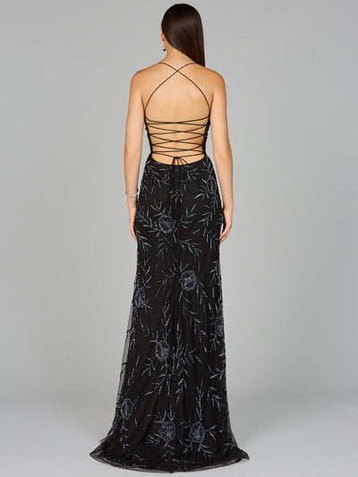 Lara 9951 Sexy Beaded Evening Dress Corset Sheer Open Back Prom Gown