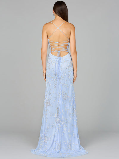 Lara 9951 Sexy Beaded Evening Dress Corset Sheer Open Back Prom Gown
