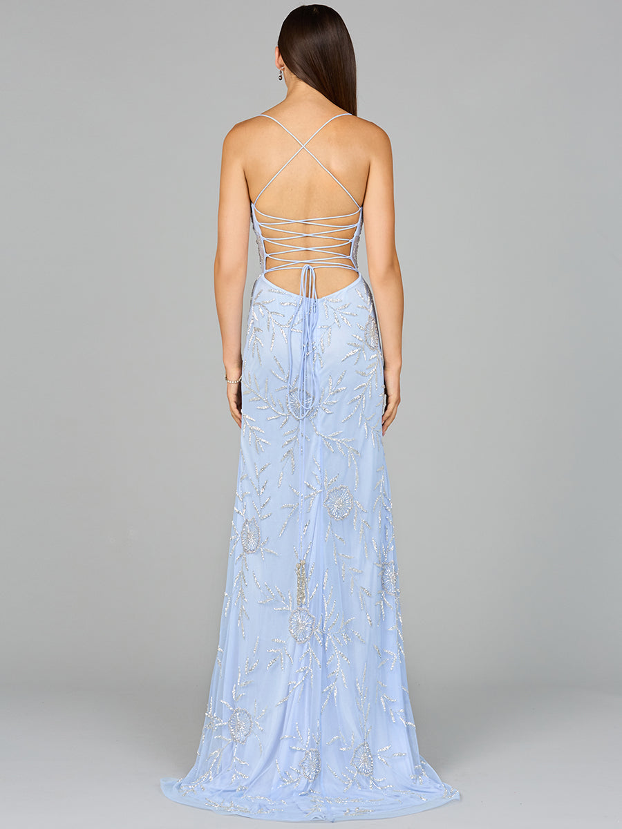 Lara 9951 Sexy Beaded Evening Dress Corset Sheer Open Back Prom Gown
