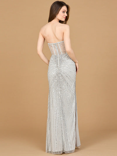 Lara 9953 Sweetheart Beaded Prom Dress Strapless Sheer Slit Evening Gown