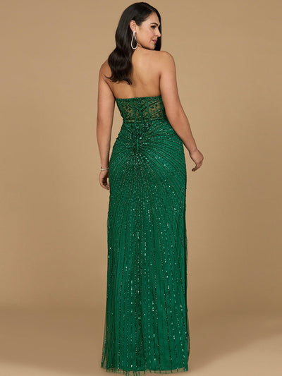 Lara 9953 Sweetheart Beaded Prom Dress Strapless Sheer Slit Evening Gown