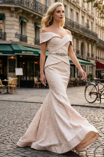 Terani Couture 1812M6657 Sophisticated Evening Off-Shoulder Long Premium Dress
