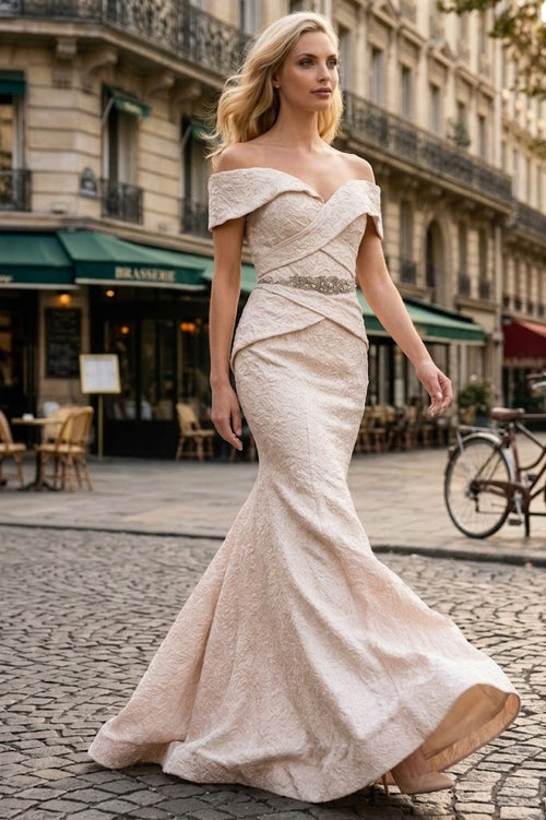 Terani Couture 1812M6657 Sophisticated Evening Off-Shoulder Long Premium Dress