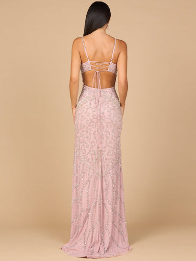 Embellished Gown with Slit And Low Back
