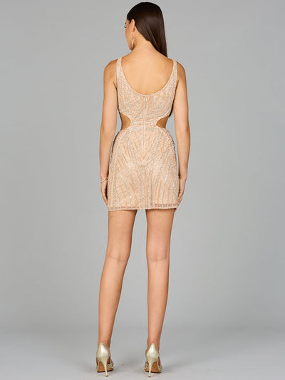 V-Neck Short Dress with Cutouts