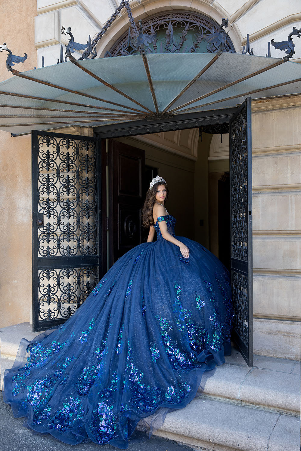 Floral Off Shoulder Ball Gown by Bella Princess PQ1073