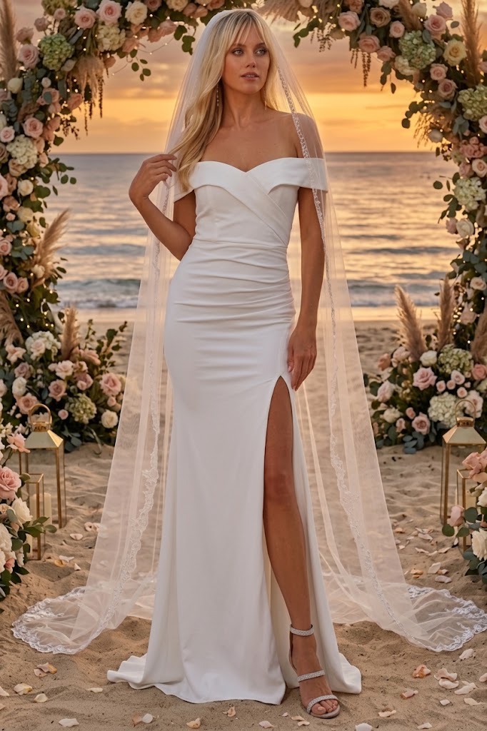 Eva USA 3418 Long Off-Shoulder Wedding Dress