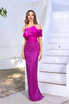 Terani Couture 252E5103 Glamorous Evening Prom One-Shoulder Formal Matte Satin Dress
