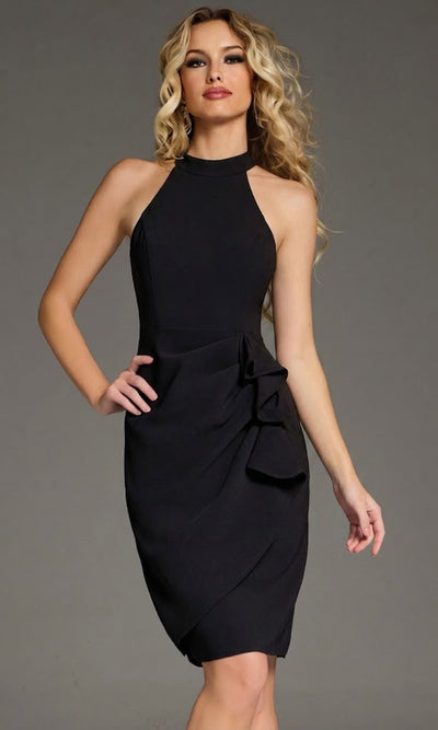 Jovani 43604 – High Halter Fitted Dress with Side Ruffle