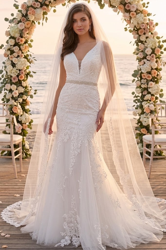 Eva USA 5249 Long Bridal Gown Glitter Wedding Dress