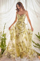 Andrea & Leo A0770 Floor Length Sheath Organza Print Formal Gown