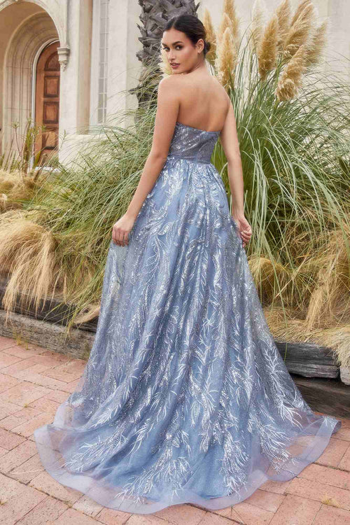 Andrea & Leo Gold Shimmer Leaf Motif Ball Gown