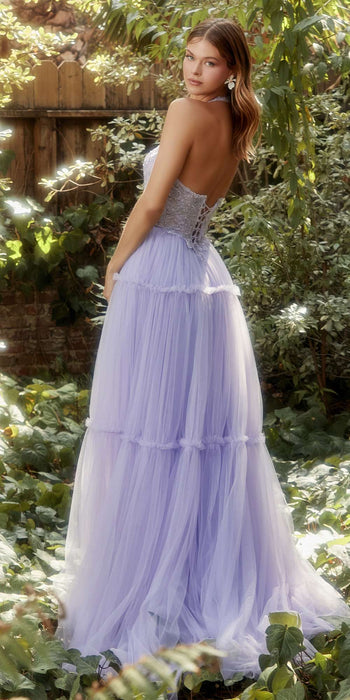 Andrea & Leo A1206 Long A-Line Garden Lace Halter Gown